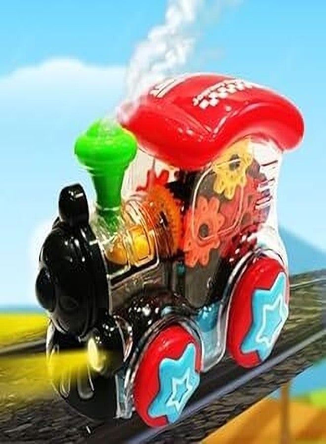 HDA GROUP Musical Sound Toy Gear Transparent Train Engine Toy with Led Lights and Musical Sound for Kids 3+ Years | Fun & Educational Musical Learning Toy with Lights & Sounds (Multicolor) - Image 1